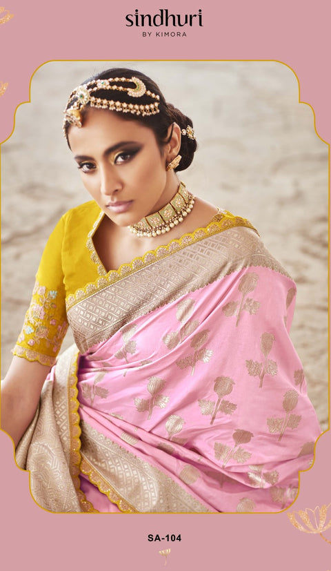 Pink Beautifully Designed Saree with blouse in ,USA Perfect for Indian wedding or party wear for women