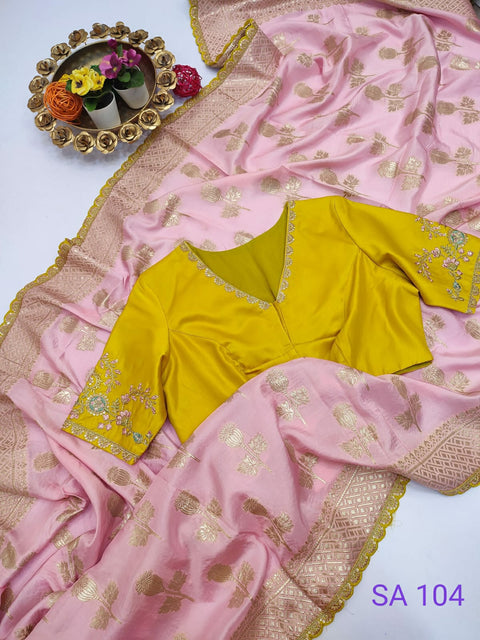 Pink Beautifully Designed Saree with blouse in ,USA Perfect for Indian wedding or party wear for women