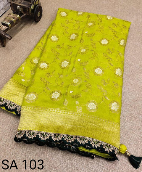 Green Beautifully Designed Saree with blouse in ,USA Perfect for Indian wedding or party wear for women