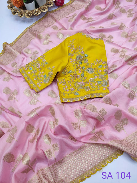 Pink Beautifully Designed Saree with blouse in ,USA Perfect for Indian wedding or party wear for women