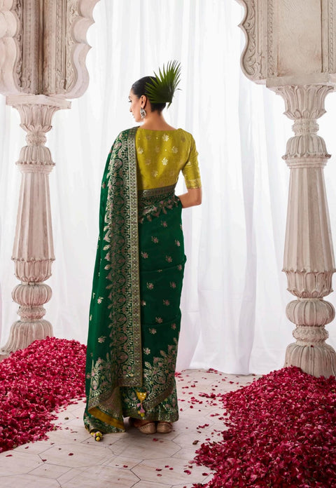 Green Indian saree with blouse in USA, Perfect for Indian wedding partywear sequins saree