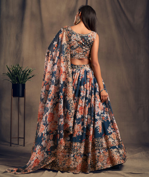 Trendy Floral Organza Bollywood lehenga choli for women with Dupatta Indian Designer Ready to wear partywear Lehenga Choli Trendy Lehenga - ReadyToWearshop