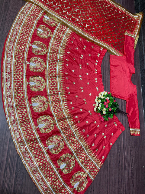 Red Designer Bridal Wear Embroidery Sequnce Work Lehengas Choli With Dupatta