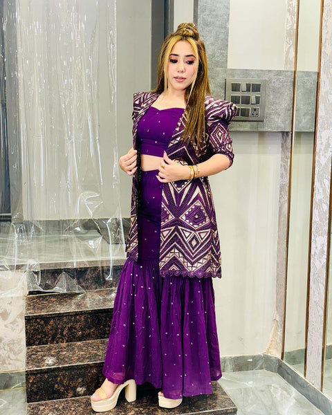 Exclusive Purple Sharara suits for women in USA