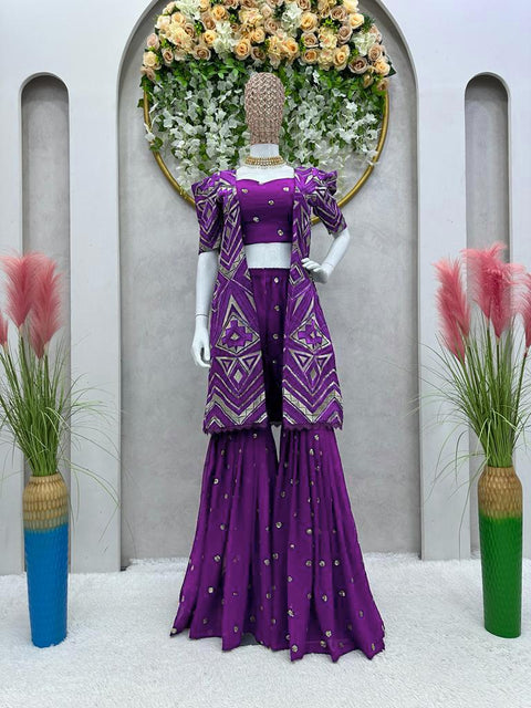 Exclusive Purple Sharara suits for women in USA