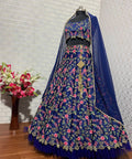 Impressive Navy Blue lehengacholiforwomen readytowear in USA , FreeShipping Indian MalaySatinSilk with Multi Niddle ,Embroidery Work lehenga - ReadyToWearshop