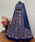 Impressive Navy Blue lehengacholiforwomen readytowear in USA , FreeShipping Indian MalaySatinSilk with Multi Niddle ,Embroidery Work lehenga - ReadyToWearshop