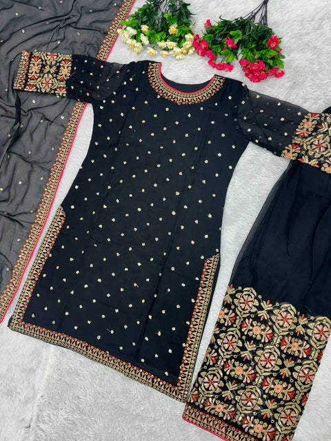 Black Designer  Heavy Pakishtani Sharara Suit Set For Woman In USA