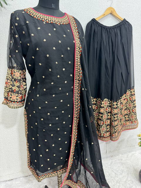 Black Designer  Heavy Pakishtani Sharara Suit Set For Woman In USA