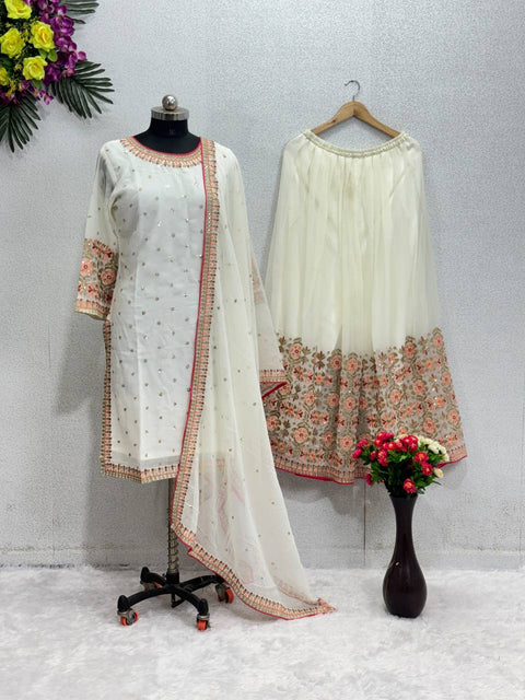 White Designer  Heavy Pakishtani Sharara Suit Set For Women In USA