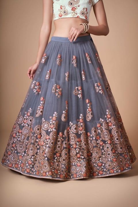 Elegant Grey lehenga Choli for women with Dupattaa in USA