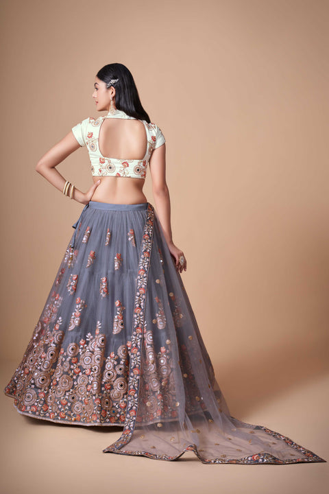 Elegant Grey lehenga Choli for women with Dupattaa in USA