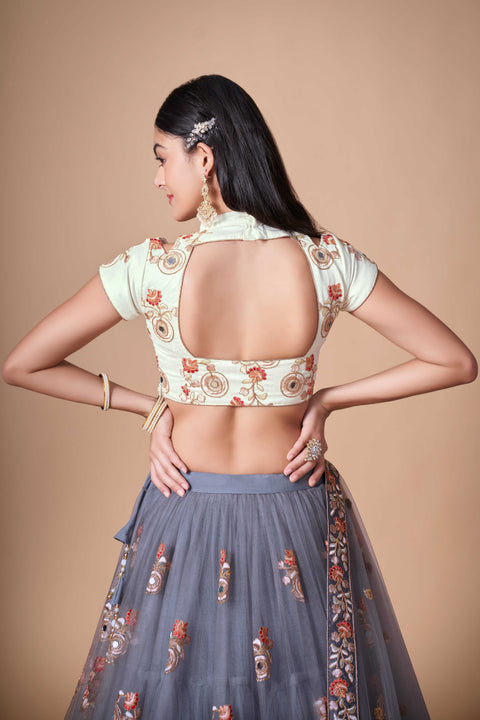 Elegant Grey lehenga Choli for women with Dupattaa in USA