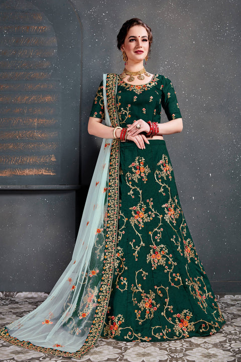 Dazzling Dark Green lehenga choli dupatta For Women And Girls in USA