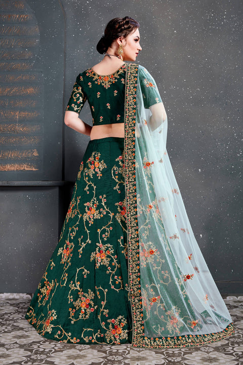 Dazzling Dark Green lehenga choli dupatta For Women And Girls in USA