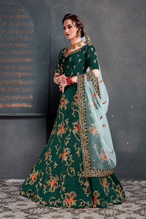 Dazzling Dark Green lehenga choli dupatta For Women And Girls in USA