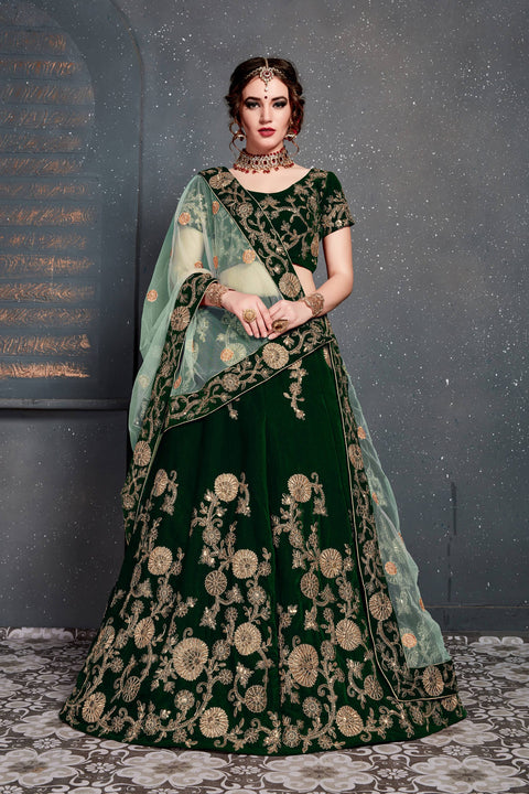 Artistic Dark Green lehenga choli dupatta For Women And Girls in USA