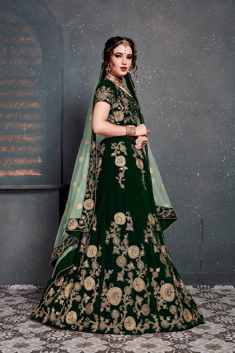 Artistic Dark Green lehenga choli dupatta For Women And Girls in USA