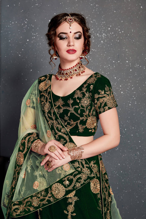 Artistic Dark Green lehenga choli dupatta For Women And Girls in USA