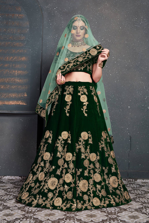 Artistic Dark Green lehenga choli dupatta For Women And Girls in USA