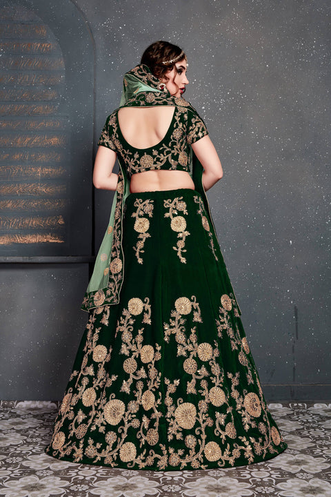 Artistic Dark Green lehenga choli dupatta For Women And Girls in USA