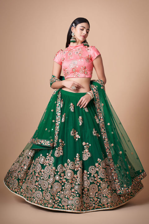 Green Beautiful fancy lehenga Choli for women with Dupatta in USA