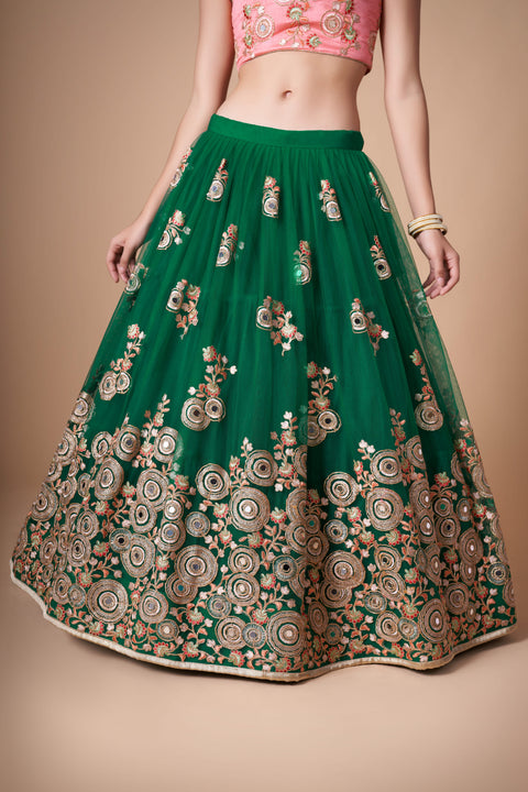 Green Beautiful fancy lehenga Choli for women with Dupatta in USA