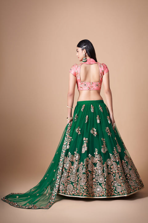 Green Beautiful fancy lehenga Choli for women with Dupatta in USA