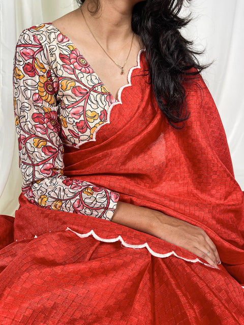 Red Nothing can beat this vibrant multitude saree look for your conventional day for women