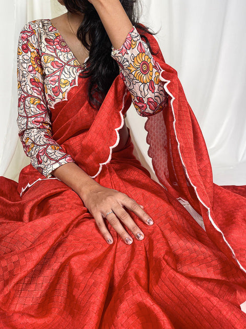 Red Nothing can beat this vibrant multitude saree look for your conventional day for women