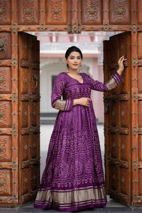 Purple perfectly blended endless array of patterns, designs and  colors , that represents a vibrant indian culture for women