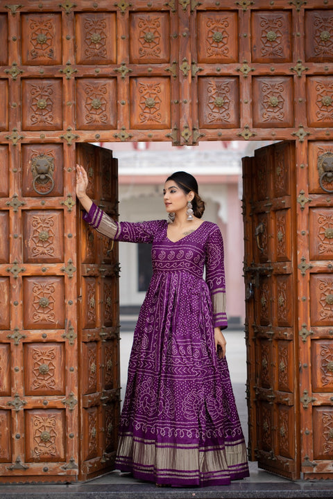 Purple perfectly blended endless array of patterns, designs and  colors , that represents a vibrant indian culture for women