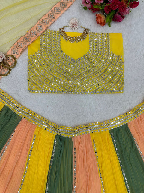 Amazing colourful Georgette partywear sequins embroidered Lehenga choli in USA