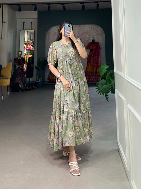 Flower Fields: Ethereal Georgette Frocks Adorned with Dreamy Floral Prints For Women