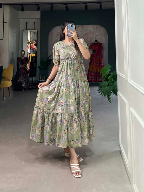 Flower Fields: Ethereal Georgette Frocks Adorned with Dreamy Floral Prints For Women