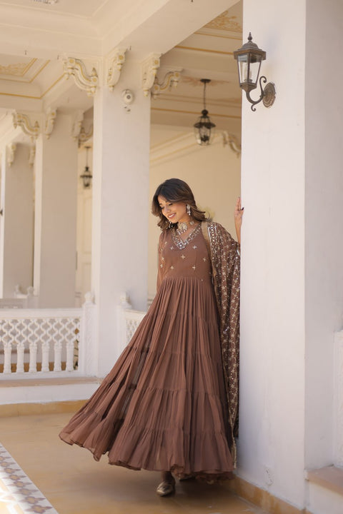 elegance of traditional attire with our Designer Festive Wear Gown For Woman