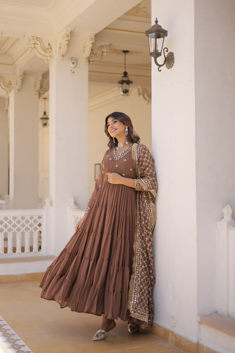 elegance of traditional attire with our Designer Festive Wear Gown For Woman