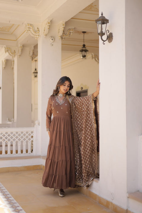 elegance of traditional attire with our Designer Festive Wear Gown For Woman