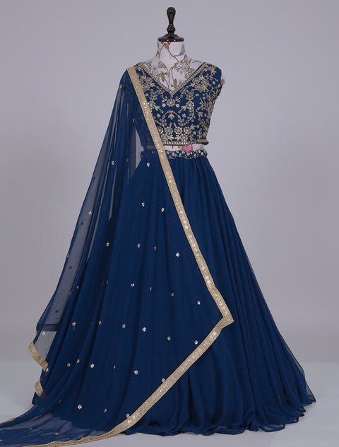 Blue charm of the festive season with a blend of regal and traditional for women