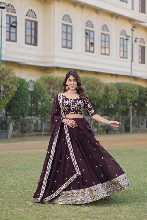 Wood Color Made for Navratri Season, Designer Readymade Rayon Lehenga choli Set for women