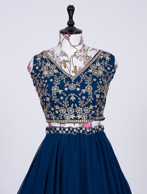 Blue charm of the festive season with a blend of regal and traditional for women