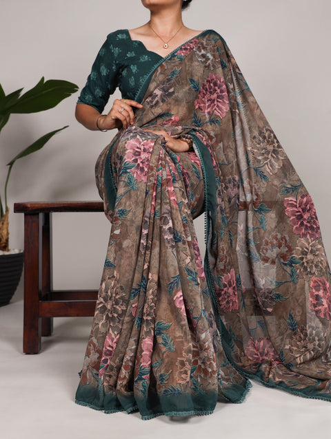 Georgette Saree that speaks in flowers represent your classy look for women