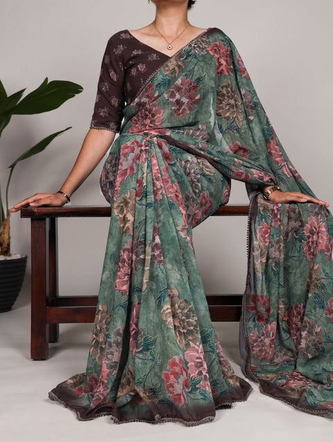 Georgette Saree that speaks in flowers represent your classy look for women