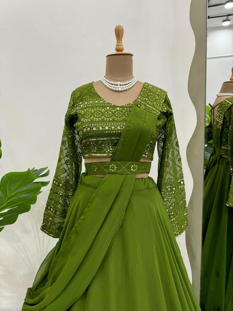 Georgette Sequnce fancy lehenga Choli for women with Dupatta in USA