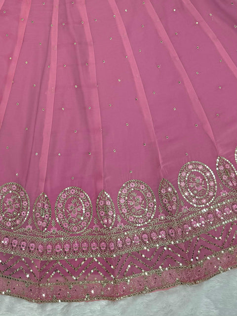 Pink Foux Gorgette Seuqnce lehenga choli for women in USA