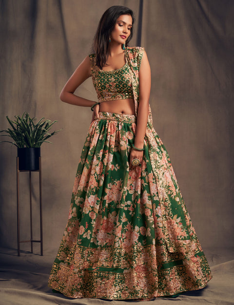 Trendy Floral Organza Bollywood lehenga choli for women with Dupatta Indian Designer Ready to wear partywear Lehenga Choli Trendy Lehenga - ReadyToWearshop