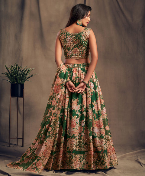 Trendy Floral Organza Bollywood lehenga choli for women with Dupatta Indian Designer Ready to wear partywear Lehenga Choli Trendy Lehenga - ReadyToWearshop