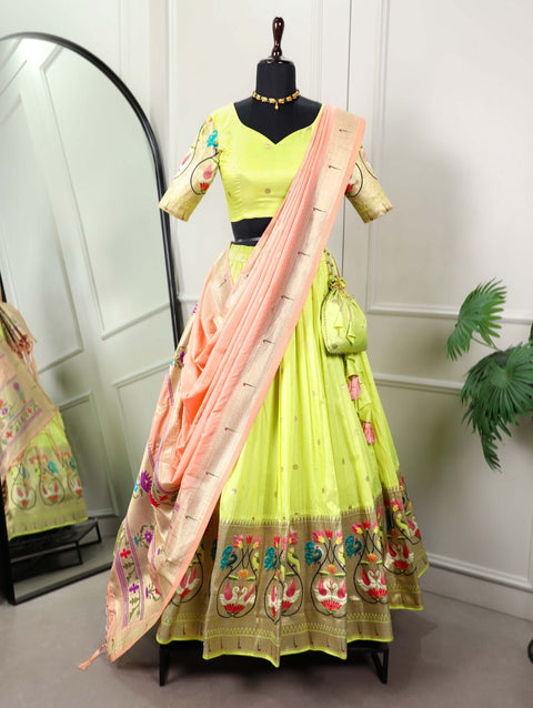 Paithani Silk Light green lehenga Set for women And Girls in USA