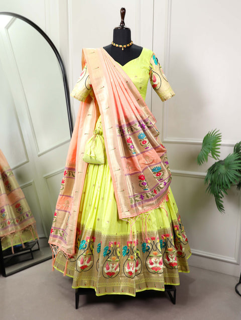 Paithani Silk Light green lehenga Set for women And Girls in USA