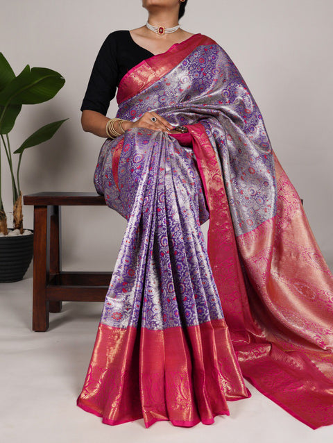 Purple Discover the Allure of Handcrafted Zari Weaving on Jacquard Silk Sarees